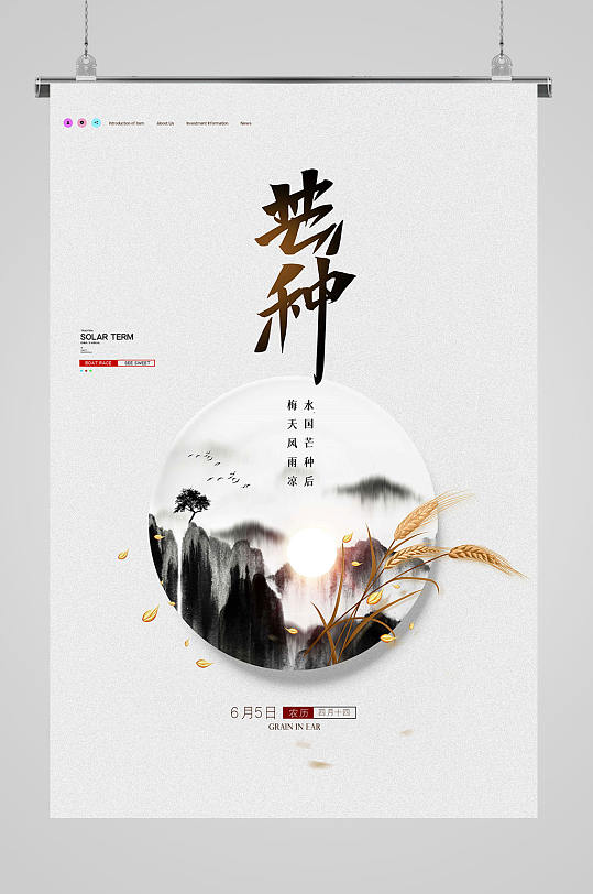 中国风水墨芒种海报