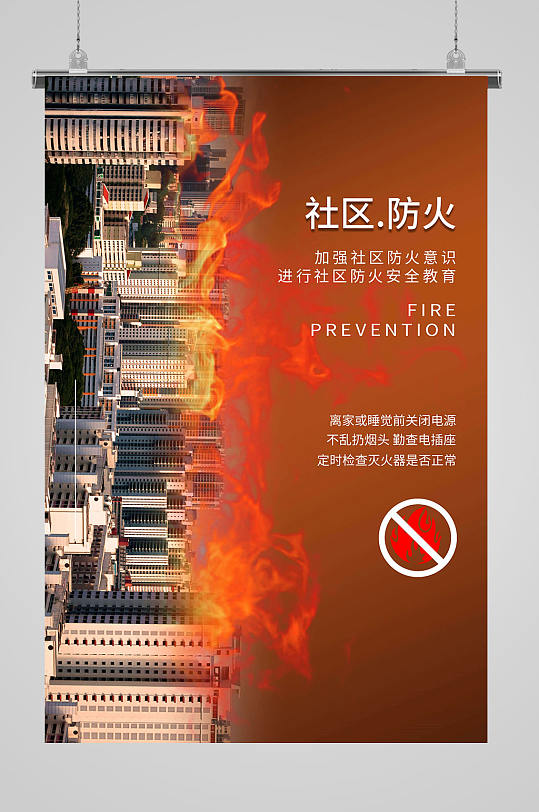 社区防火宣传海报