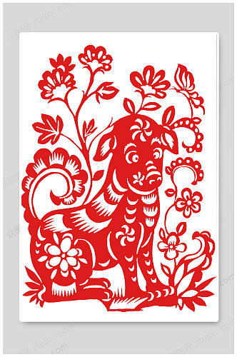 十二生肖中国风传统过年红色剪纸