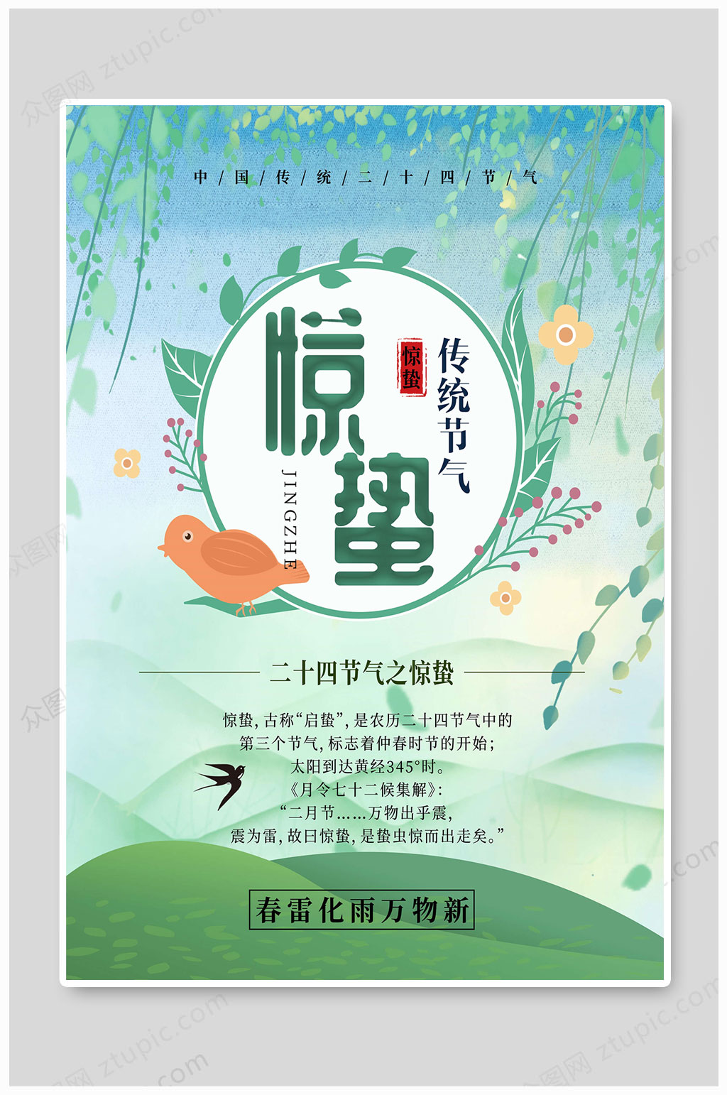 惊蛰节气春雷化雨素材