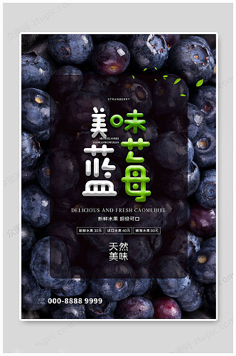 美味蓝莓水果海报