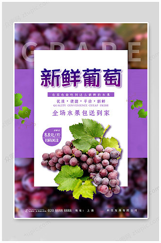 新鲜葡萄水果海报