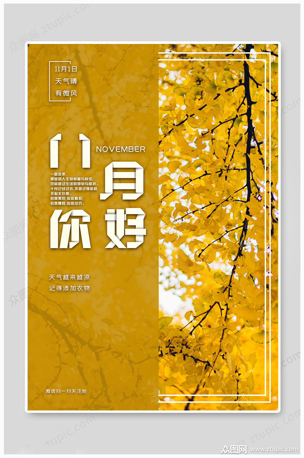 11月你好大气海报