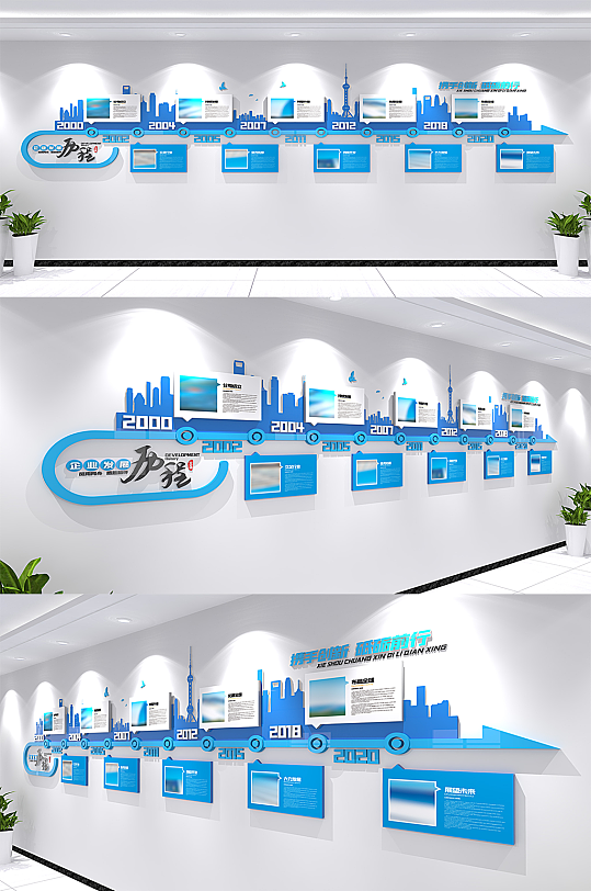 藍色企業(yè)發(fā)展歷程文化墻