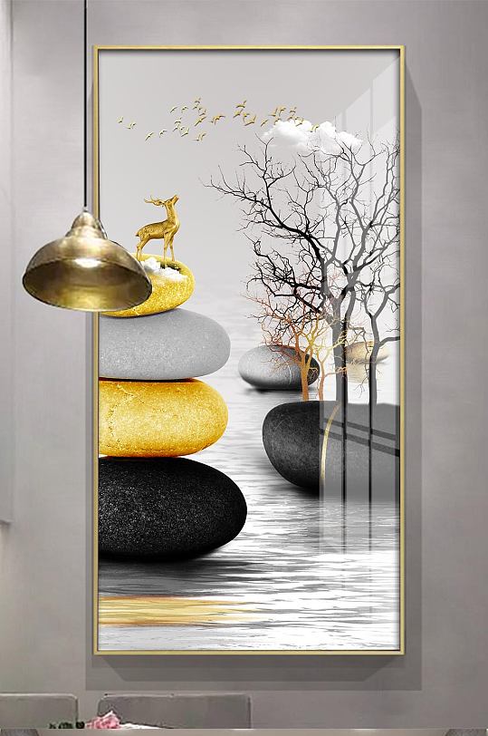 轻奢石来运转鹅卵石装饰画