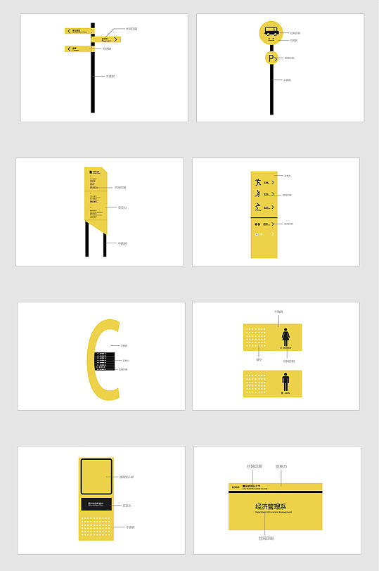 简约黄色学校校园导视设计