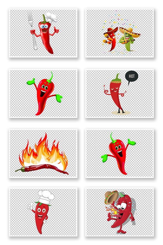 火辣卡通辣椒png元素