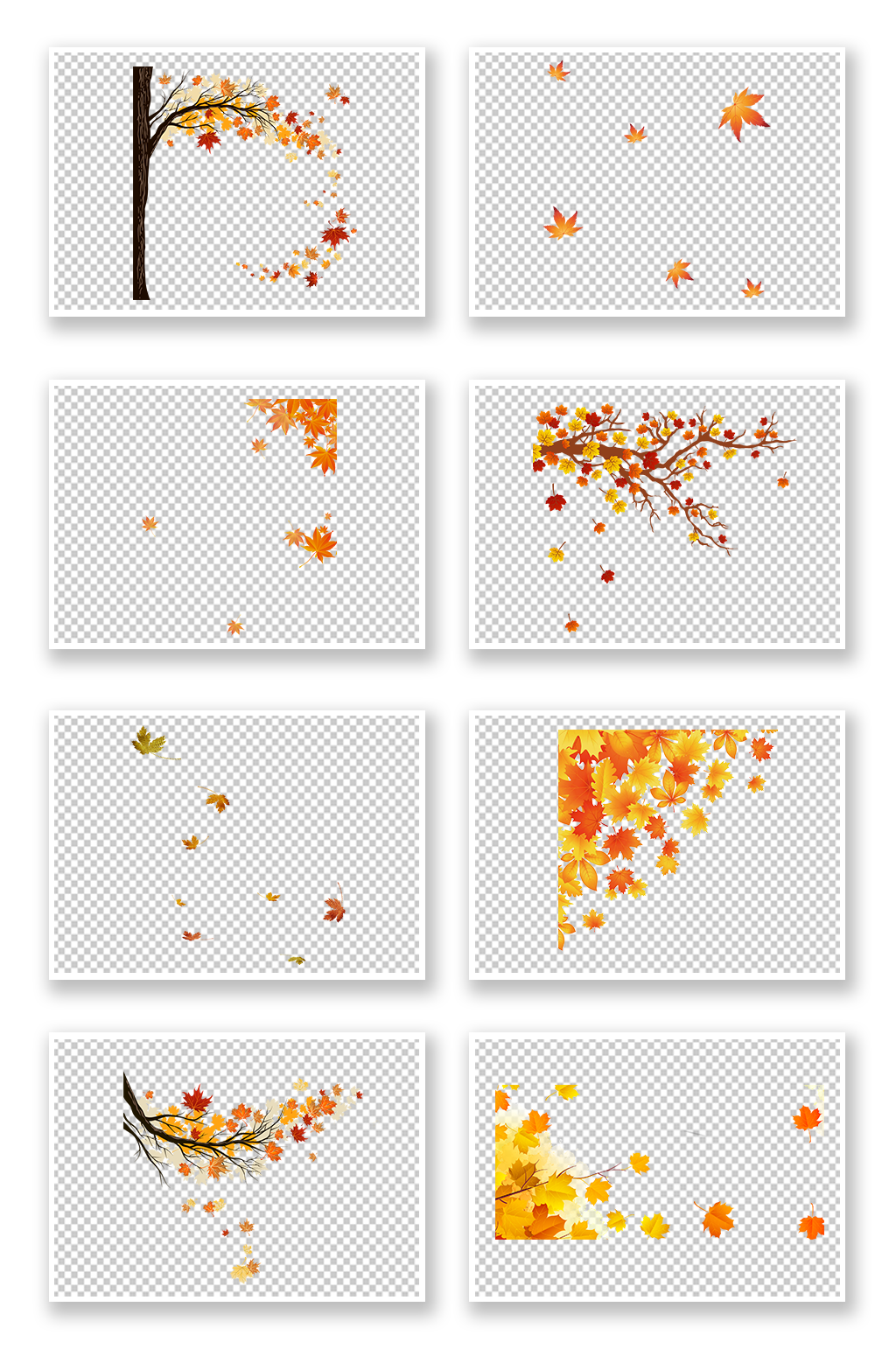 手绘枫叶飘落免抠元素