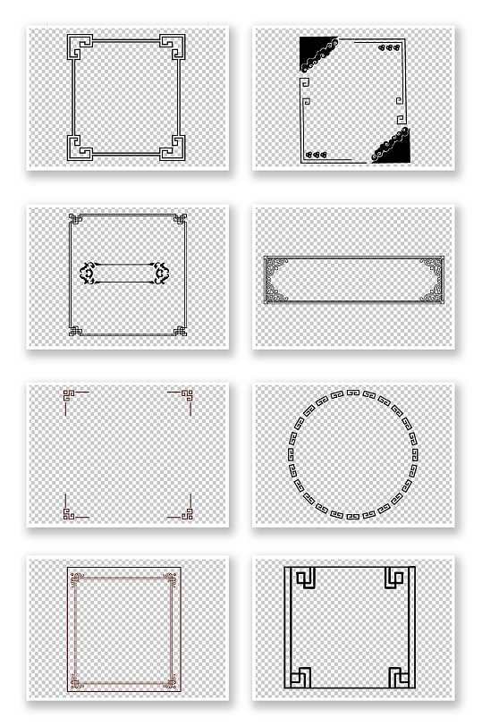中式方形边框免抠元素