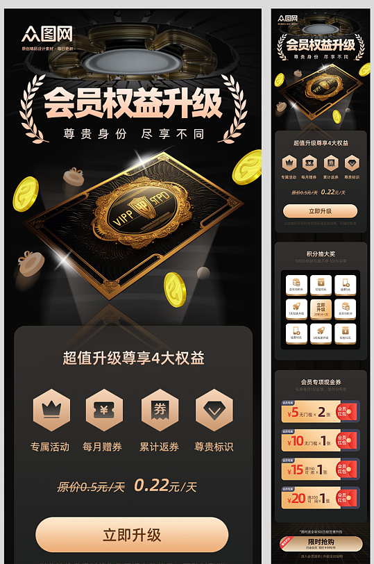 黑金会员VIP权益详情介绍长图海报