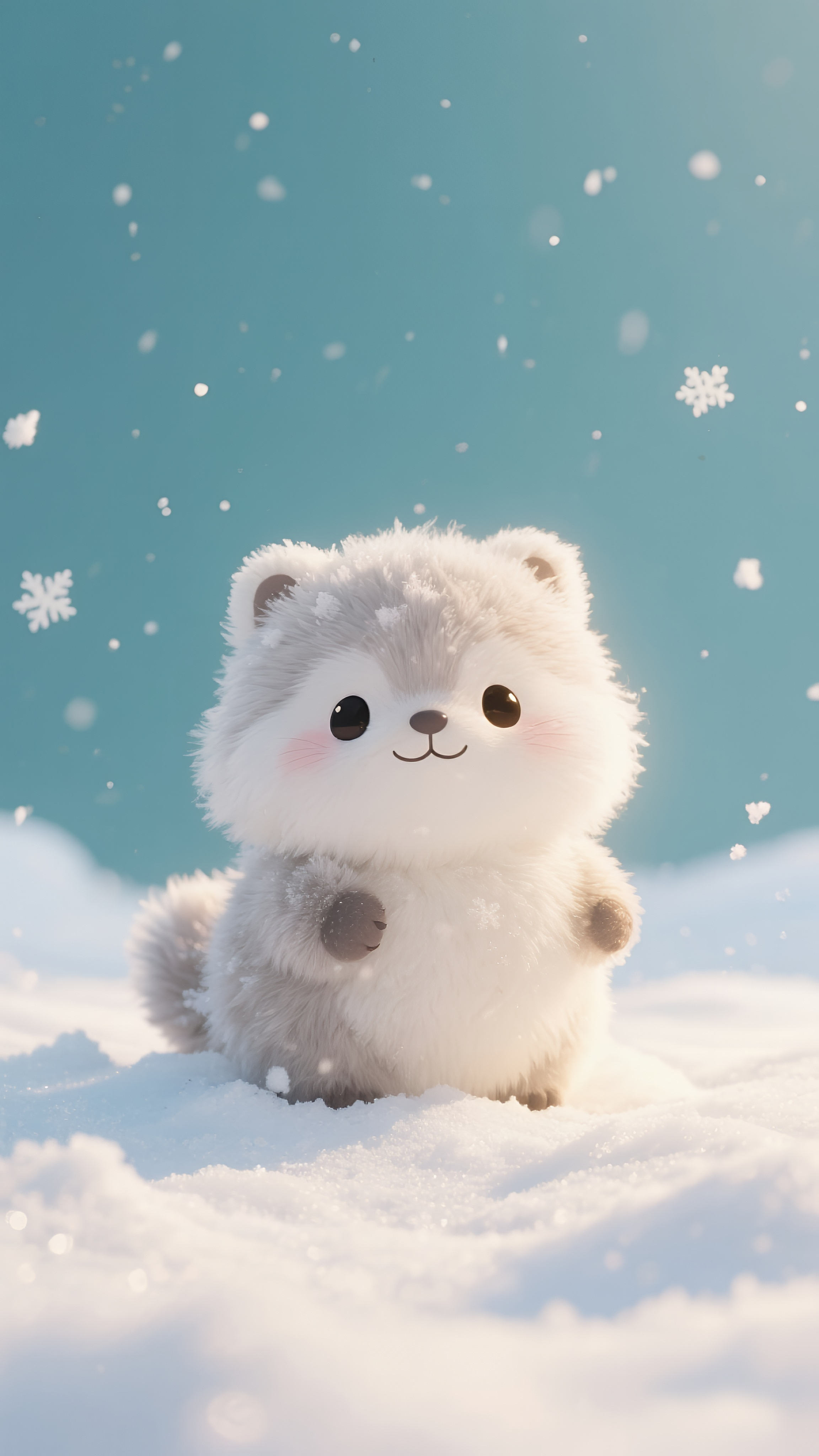 雪地中的可爱毛绒小猫咪素材