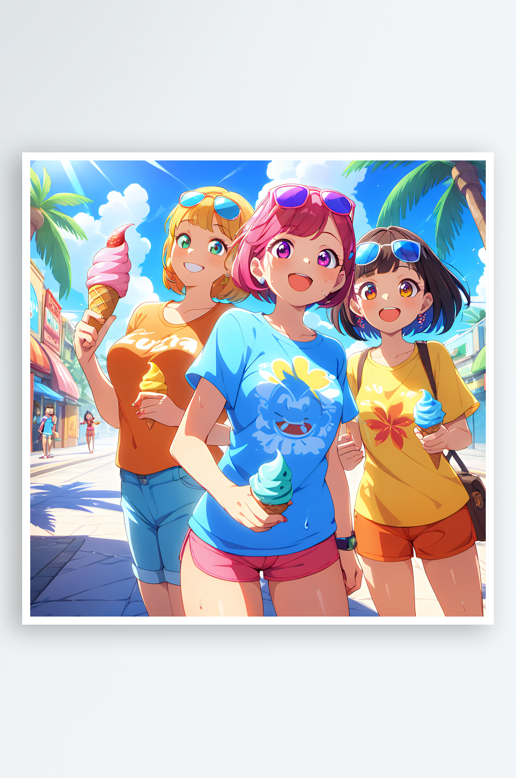 夏日少女的欢乐度假时光素材