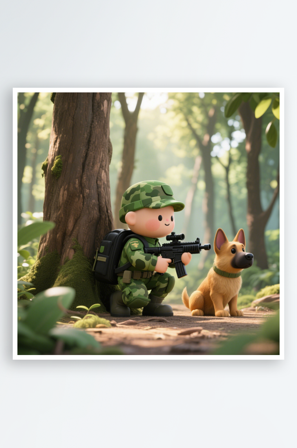 萌娃士兵与狗的丛林奇遇素材