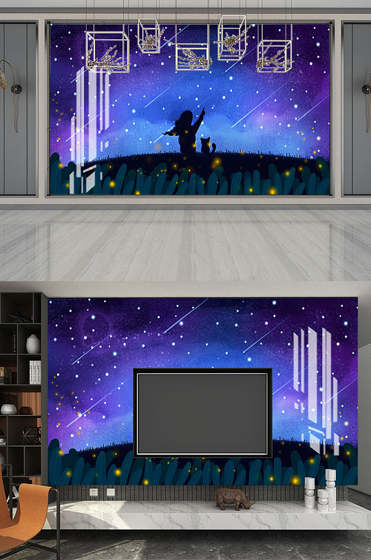 卡通动漫星空背景-众图网