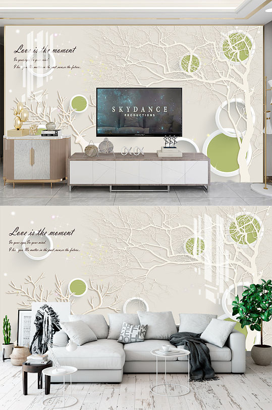 简约精简电视背景墙-众图网