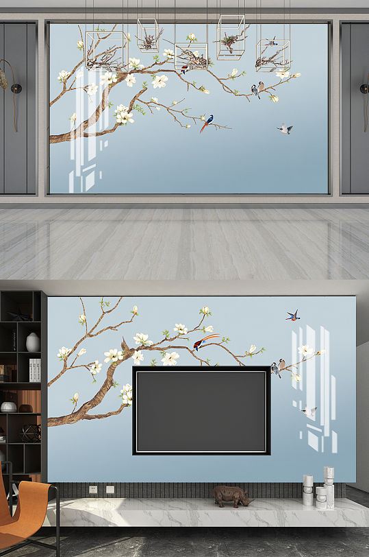 玉兰花开电视背景-众图网