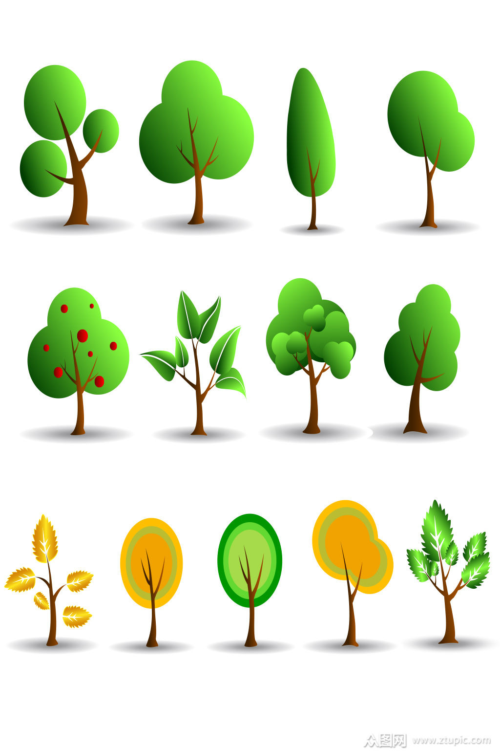 高清卡通树木素材