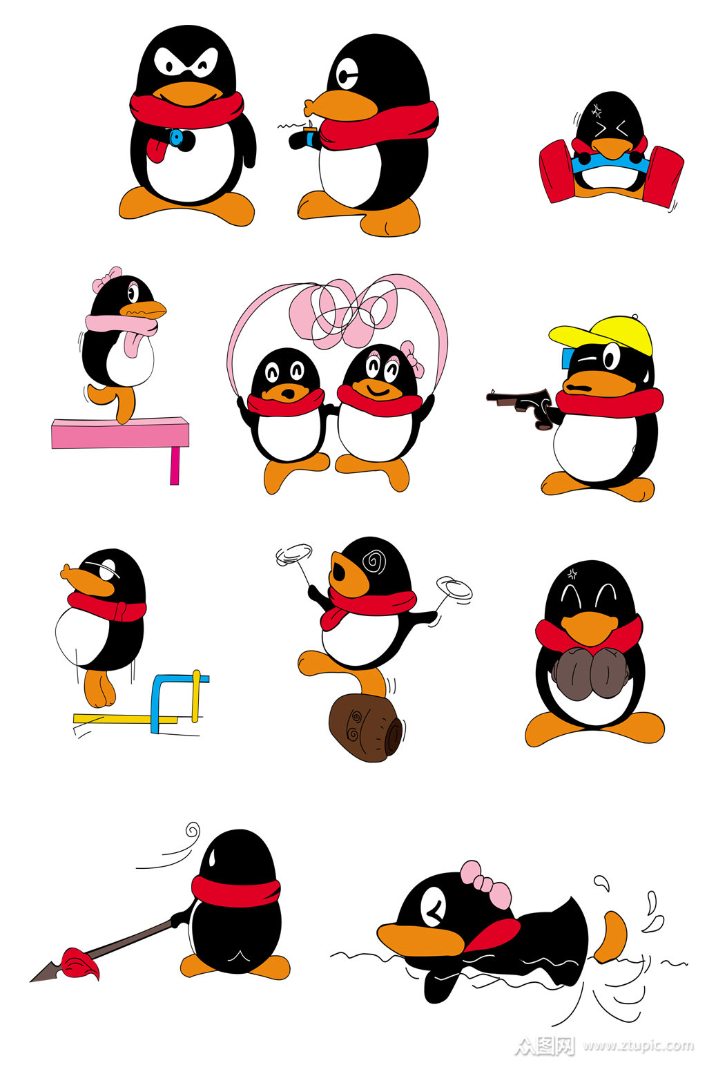 情侣qq企鹅公仔素材