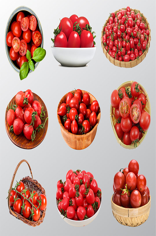 红色不同款式圣女果