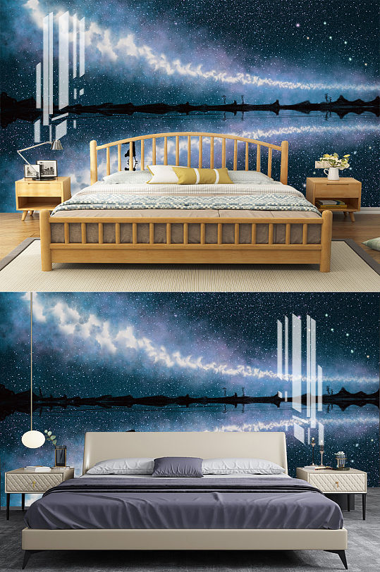 现代卡通动漫星空背景墙-众图网