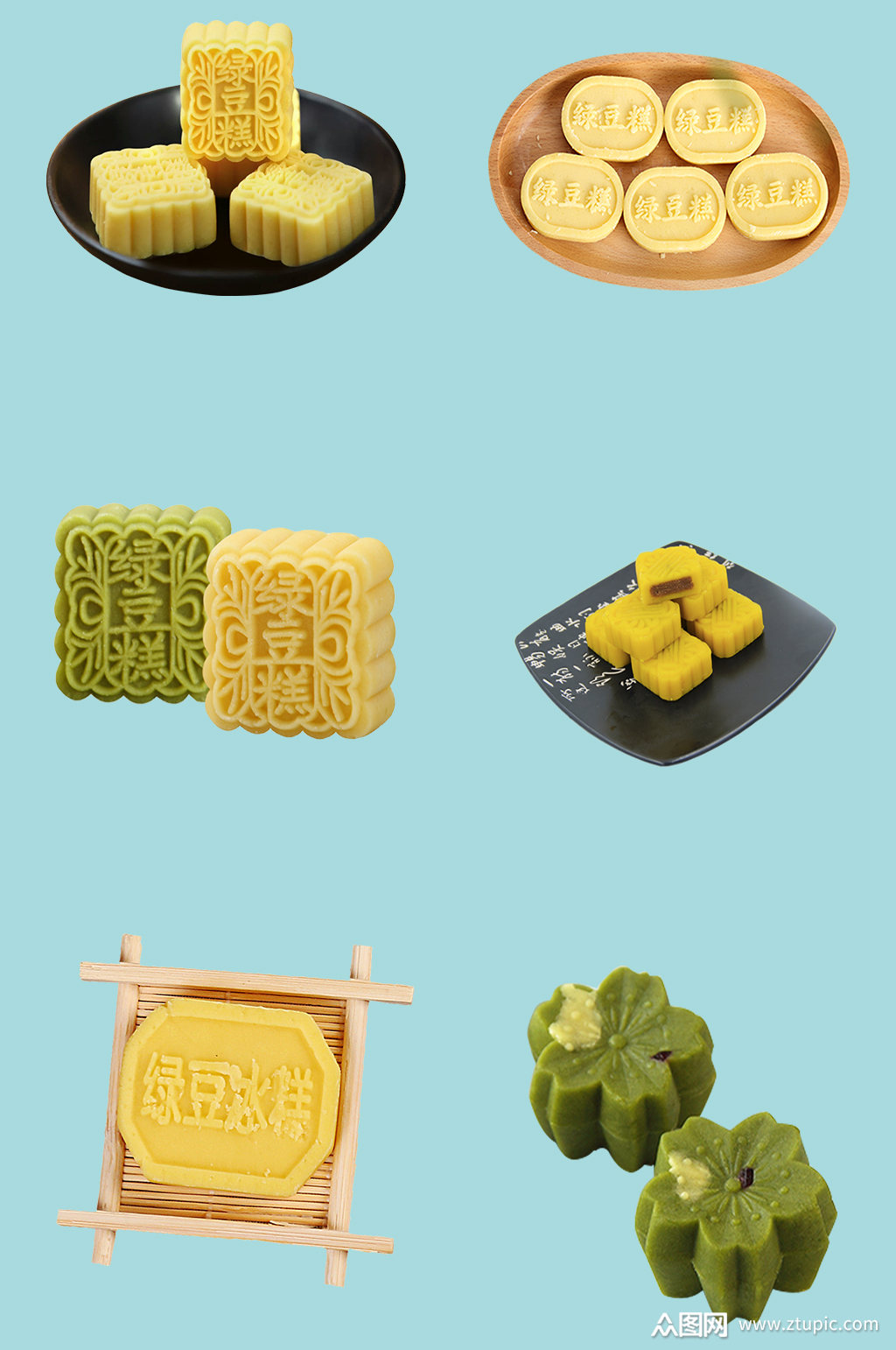 特色甜品绿豆糕点素材