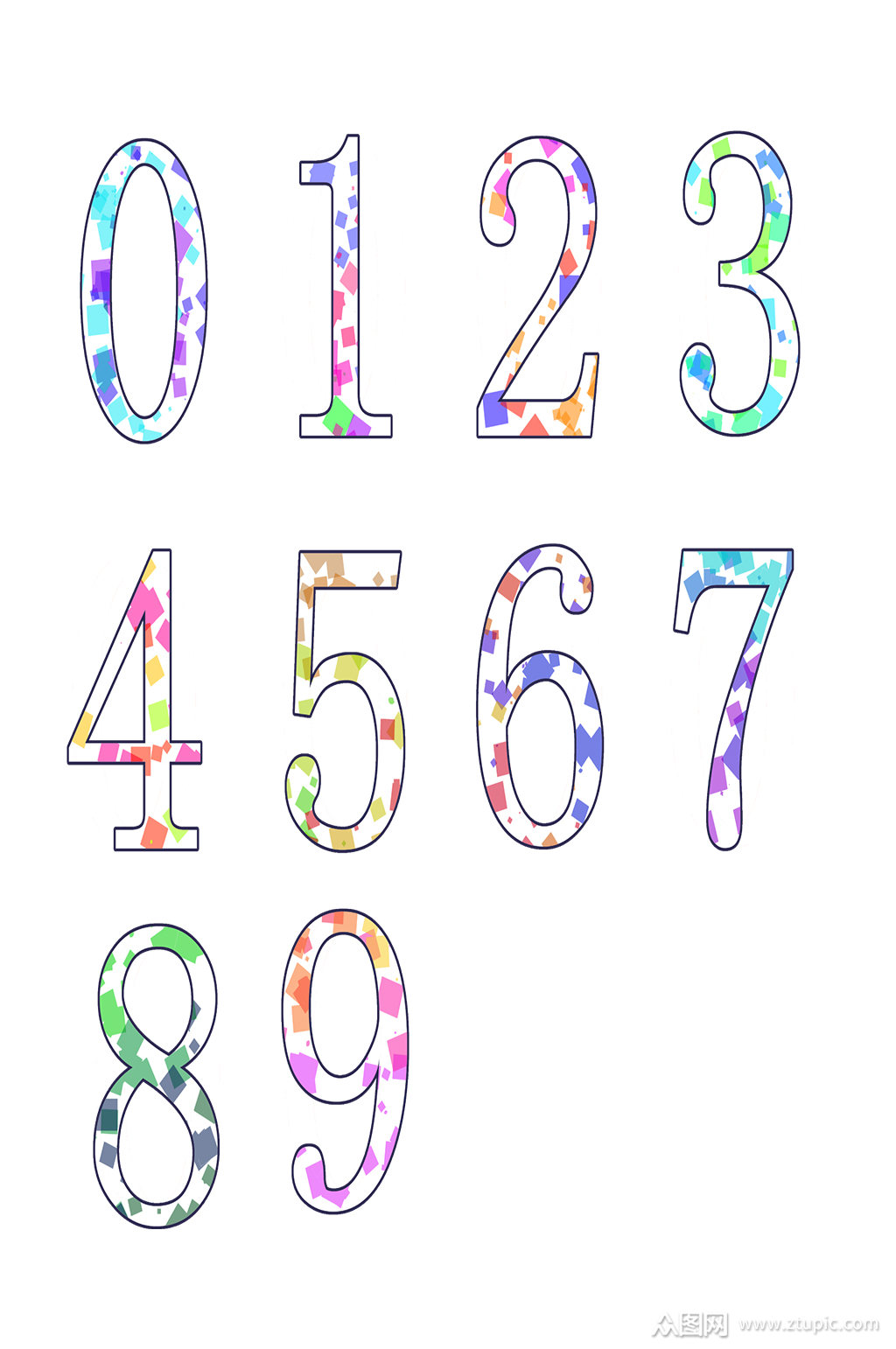 创意个性阿拉伯数字模板下载-编号260617-众图网