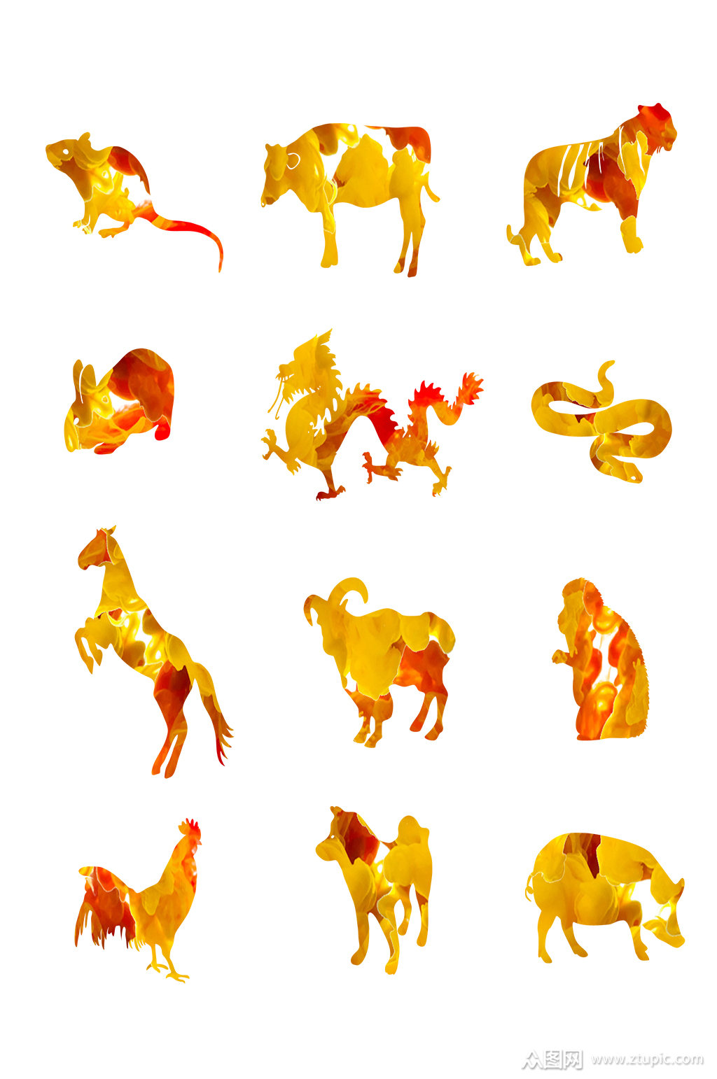 金色十二生肖素材模板下载-编号260613-众图网