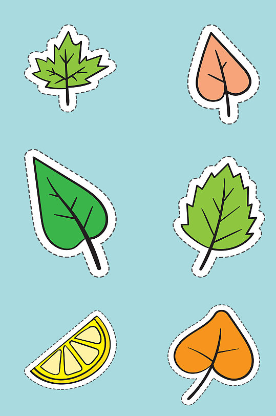 卡通树叶植物贴纸