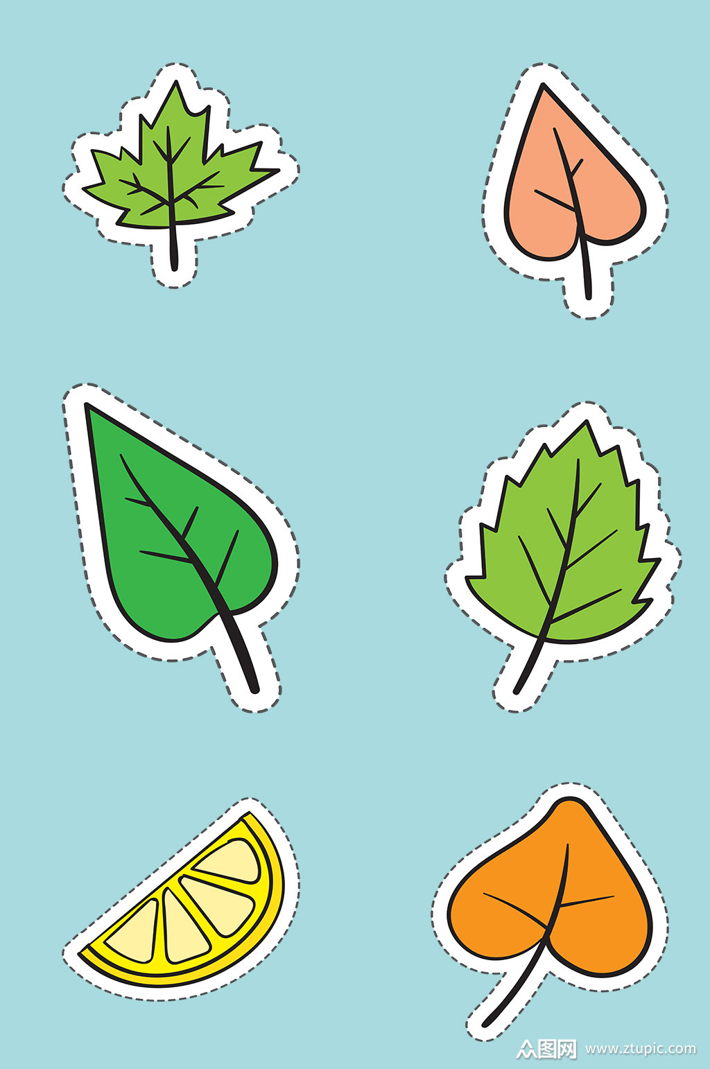 卡通树叶植物贴纸模板下载-编号262127-众图网