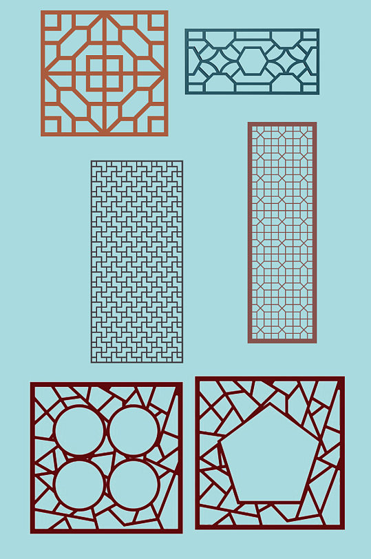 中式窗户花边框素材