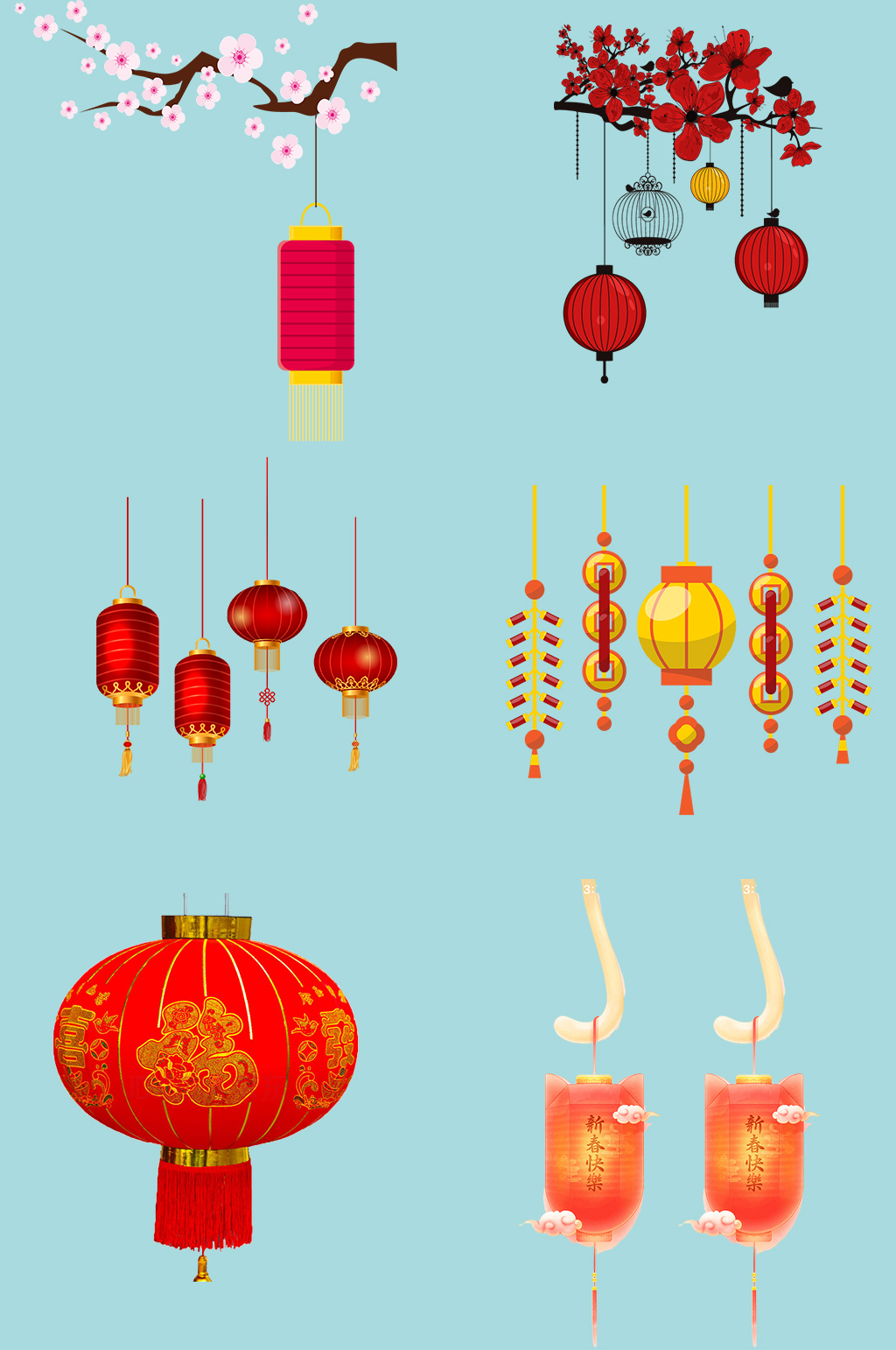传统中国红色灯笼素材
