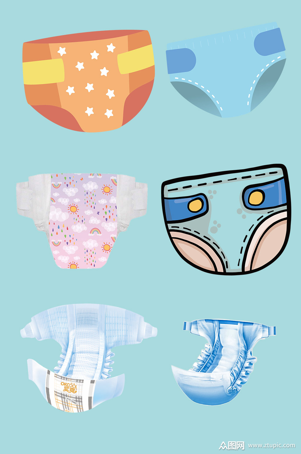 婴儿纸尿裤尿片图片素材