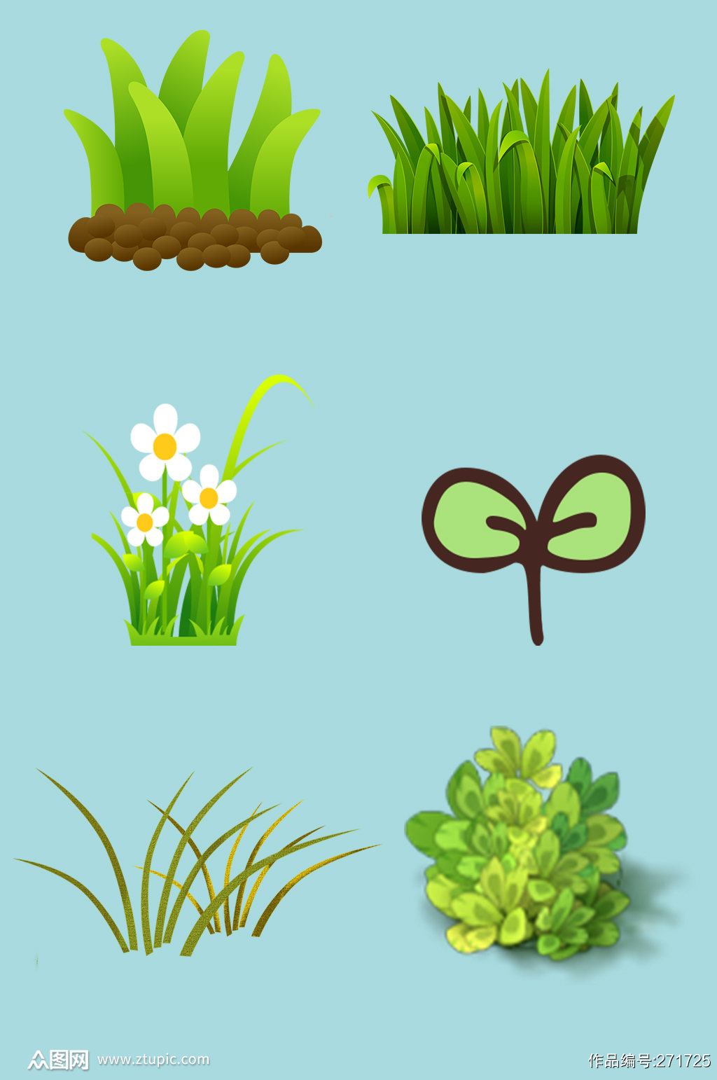 卡通绿色植物小草模板下载 编号 众图网
