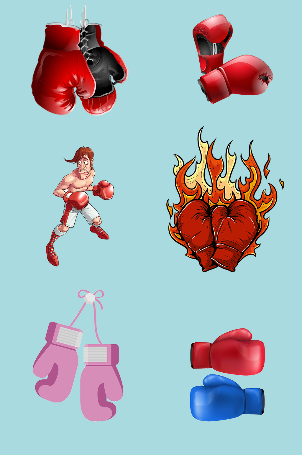 红色卡通拳击手套素材