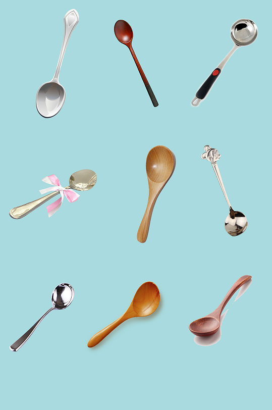 不同种类材质的勺子-众图网