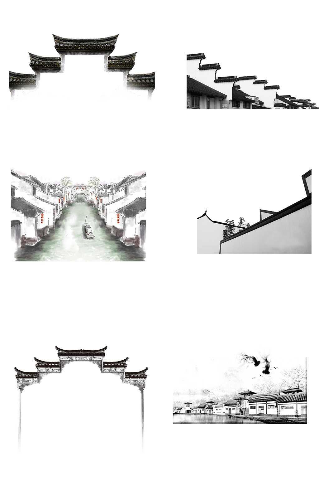 中国传统徽派建筑免抠素材素材