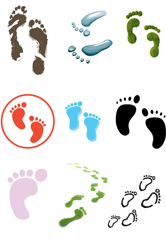 脚印鞋印手绘卡通元素