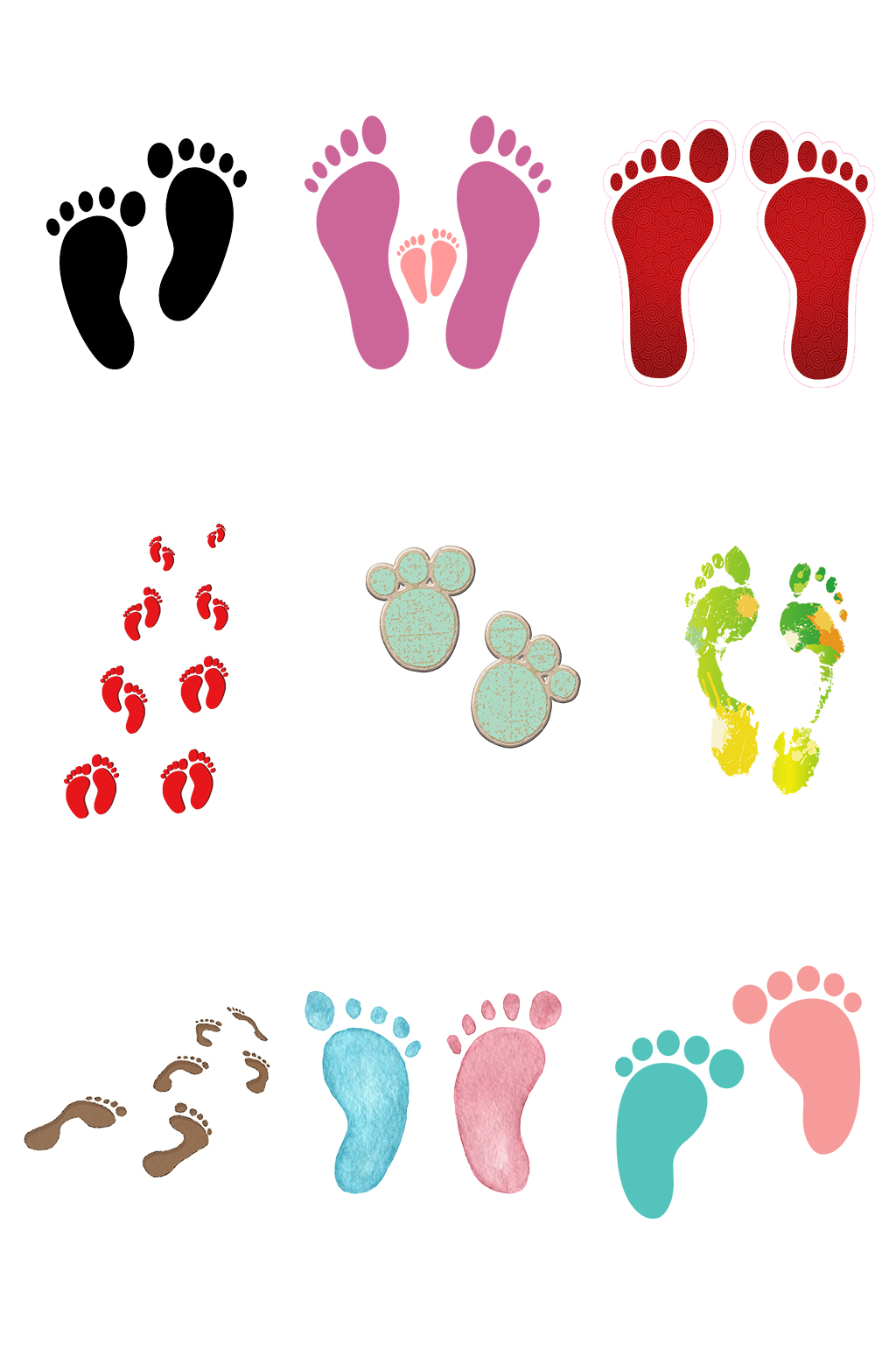 手绘卡通可爱小脚印