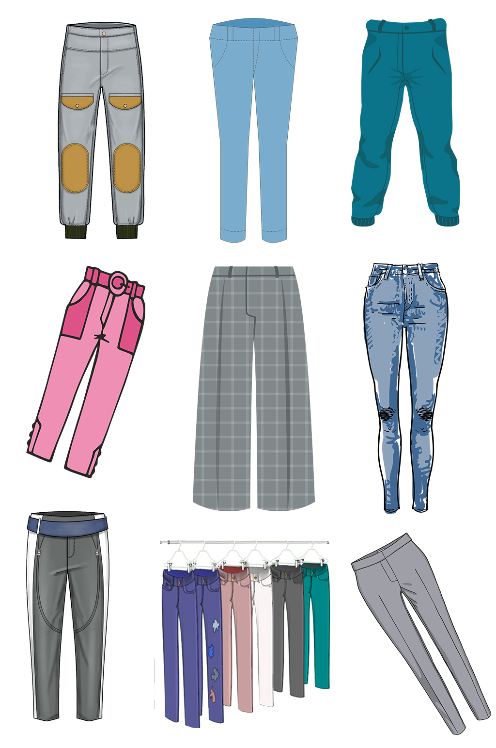 手绘牛仔裤免抠素材