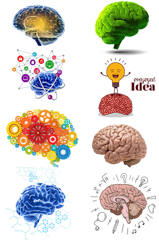 创意大脑脑袋手绘大脑分析图
