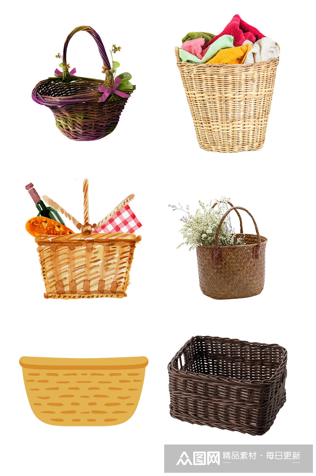 手工篮子草编篮子素材