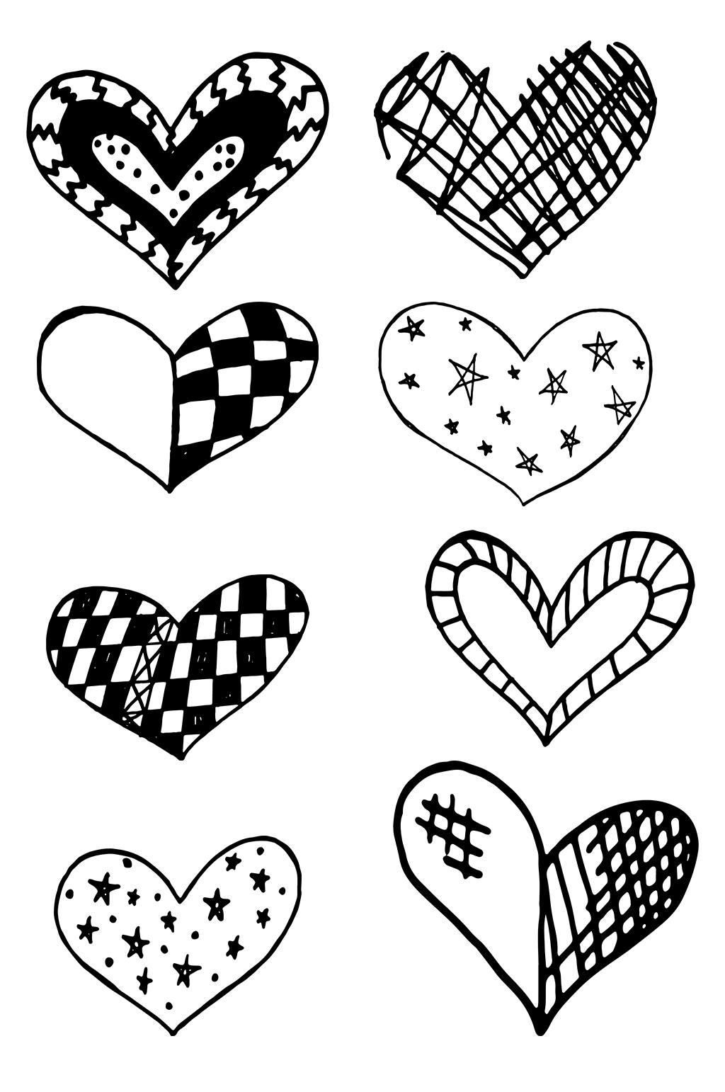 手绘卡通黑色爱心