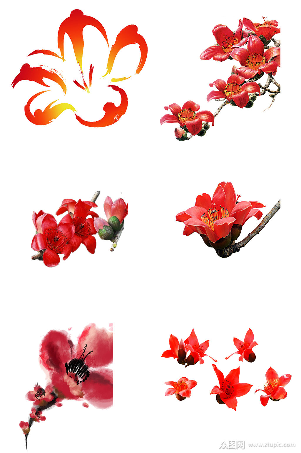红色木棉花免抠素材素材