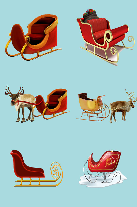 圣诞节麋鹿雪橇车