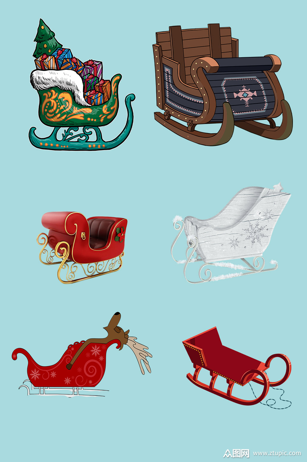 圣诞节麋鹿雪橇车