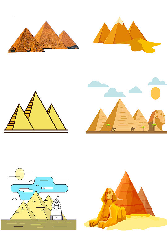 金字塔附近的建筑古建筑金字塔中国风插画立即下载卡通矢量地标建筑