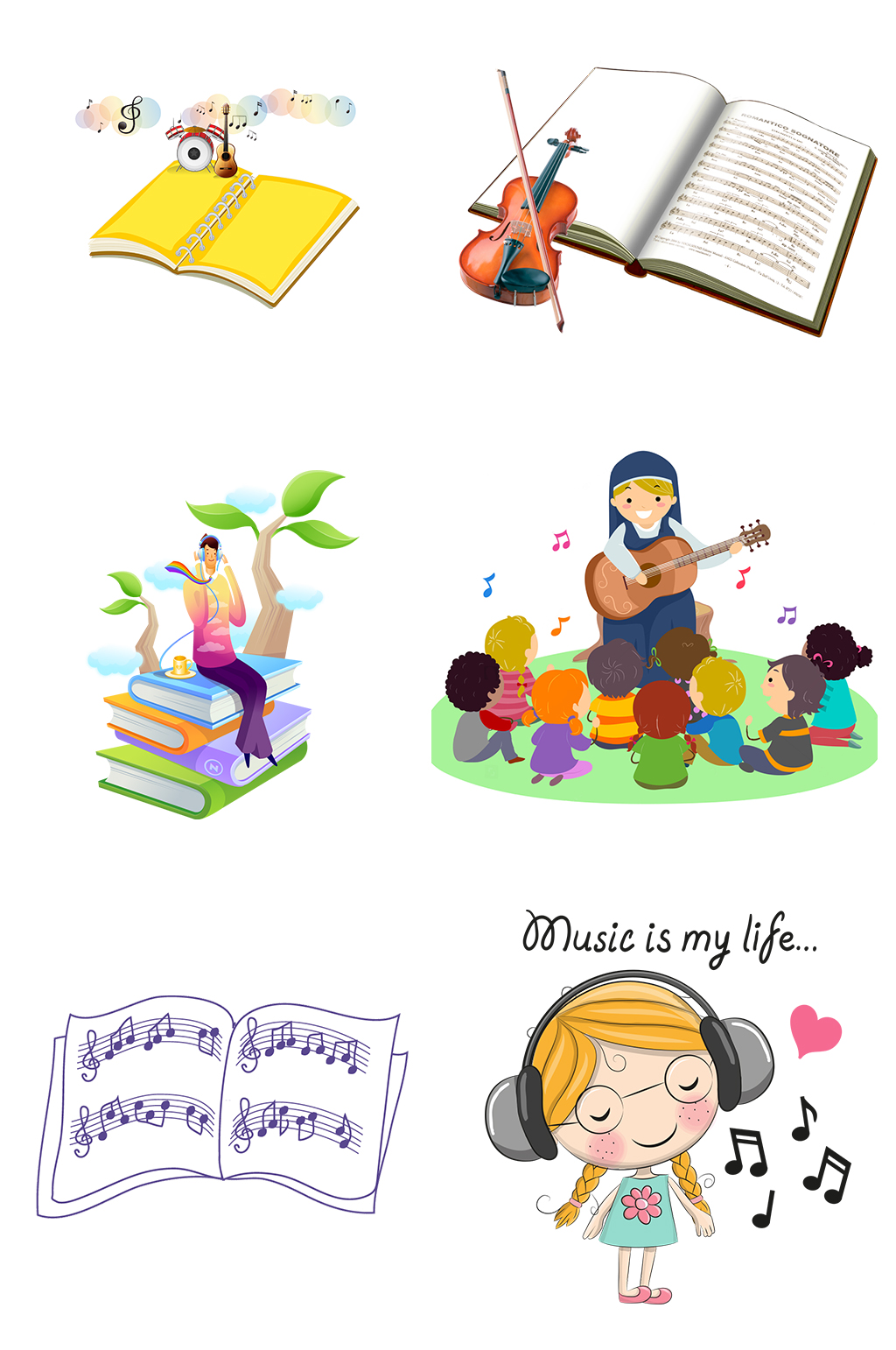 书本音乐课免抠图