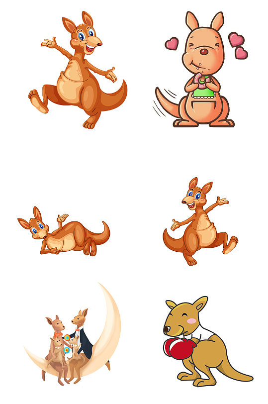 手绘创意卡通袋鼠