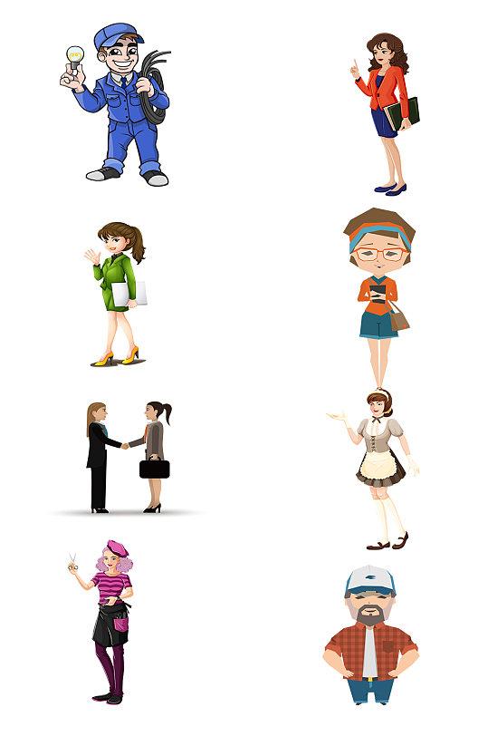 各种职业卡通人物