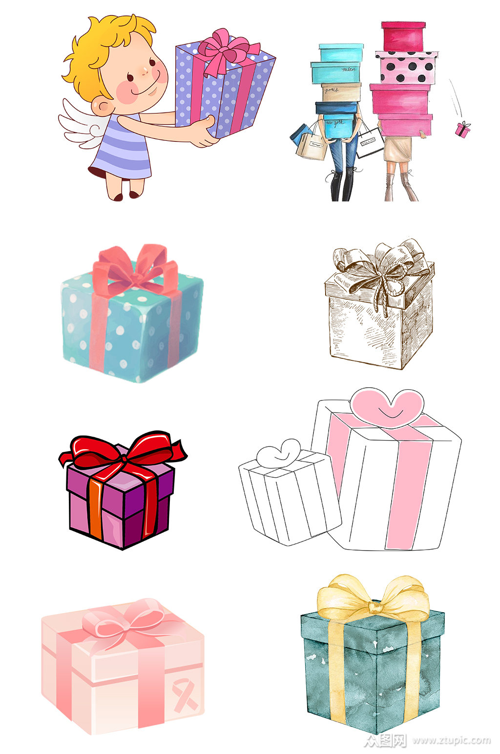 手绘卡通礼物素材